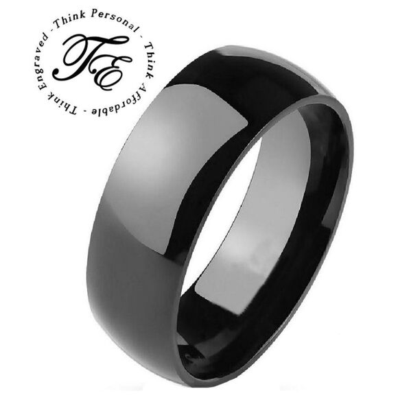 Black Men's Wedding Ring Band - Black Wedding Ring For Guys - Picture 1 of 6